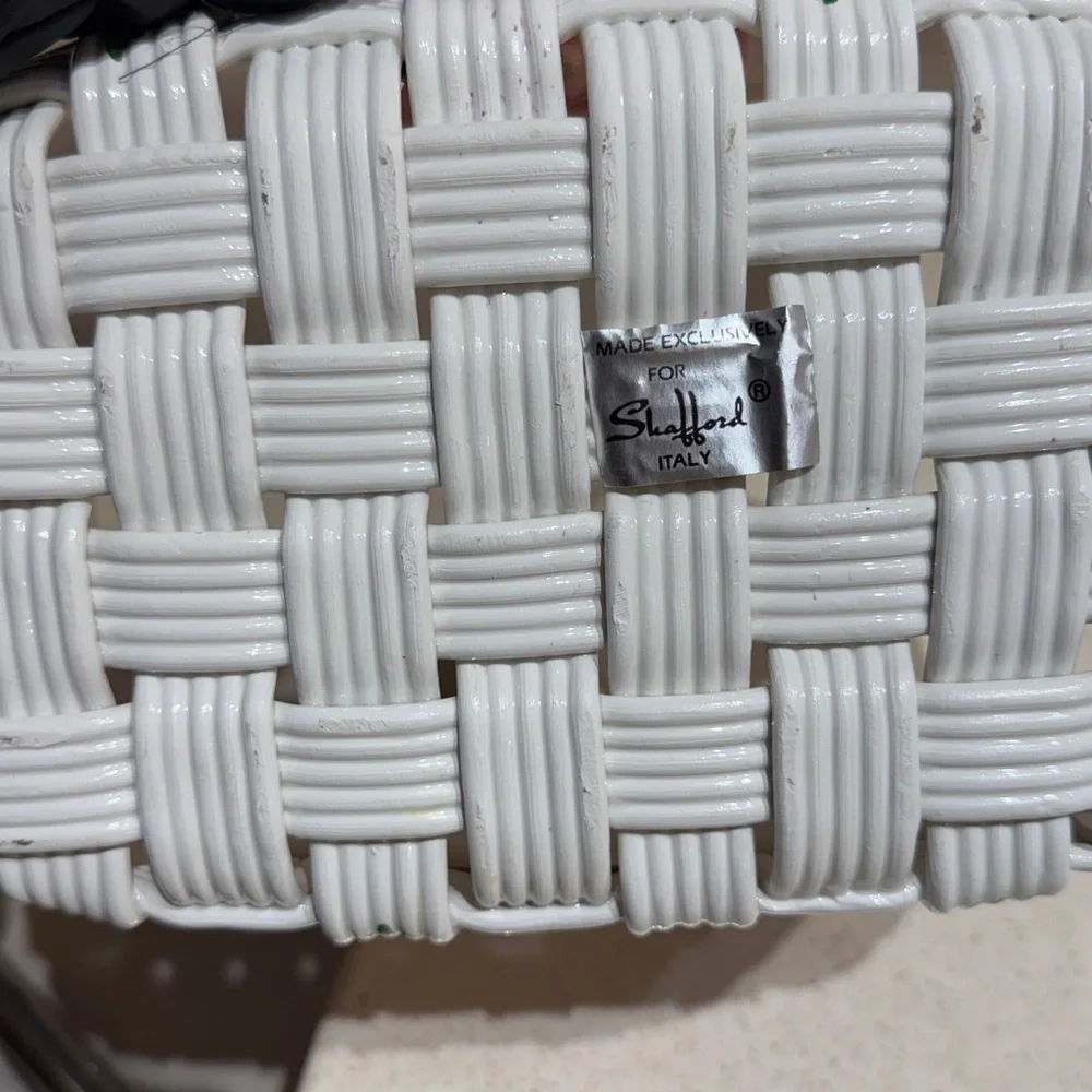White Woven Basket with Floral Accents
